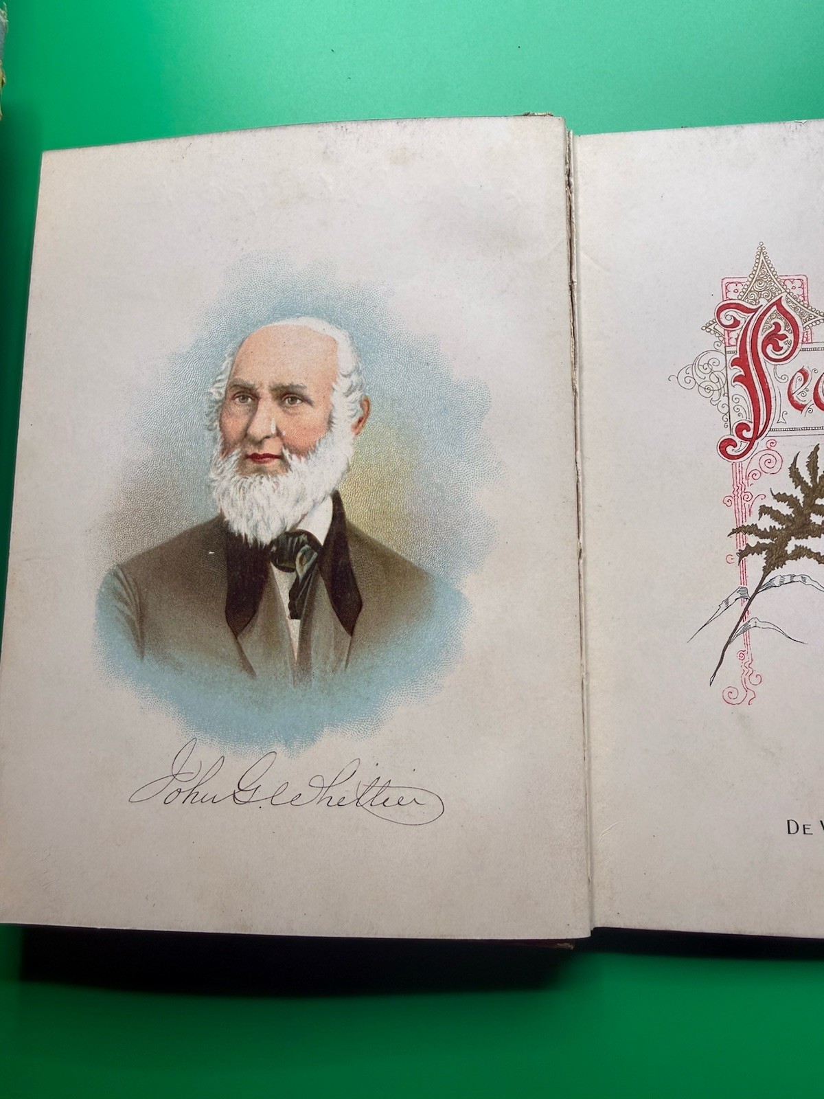 PEARLS FROM WHITTIER. 1890 era Victorian Gift book with chromolithograph color
