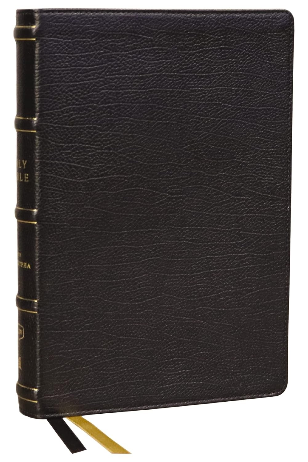 KJV Center-Column Reference Bible with Apocrypha, Genuine Leather, Black, Red Le