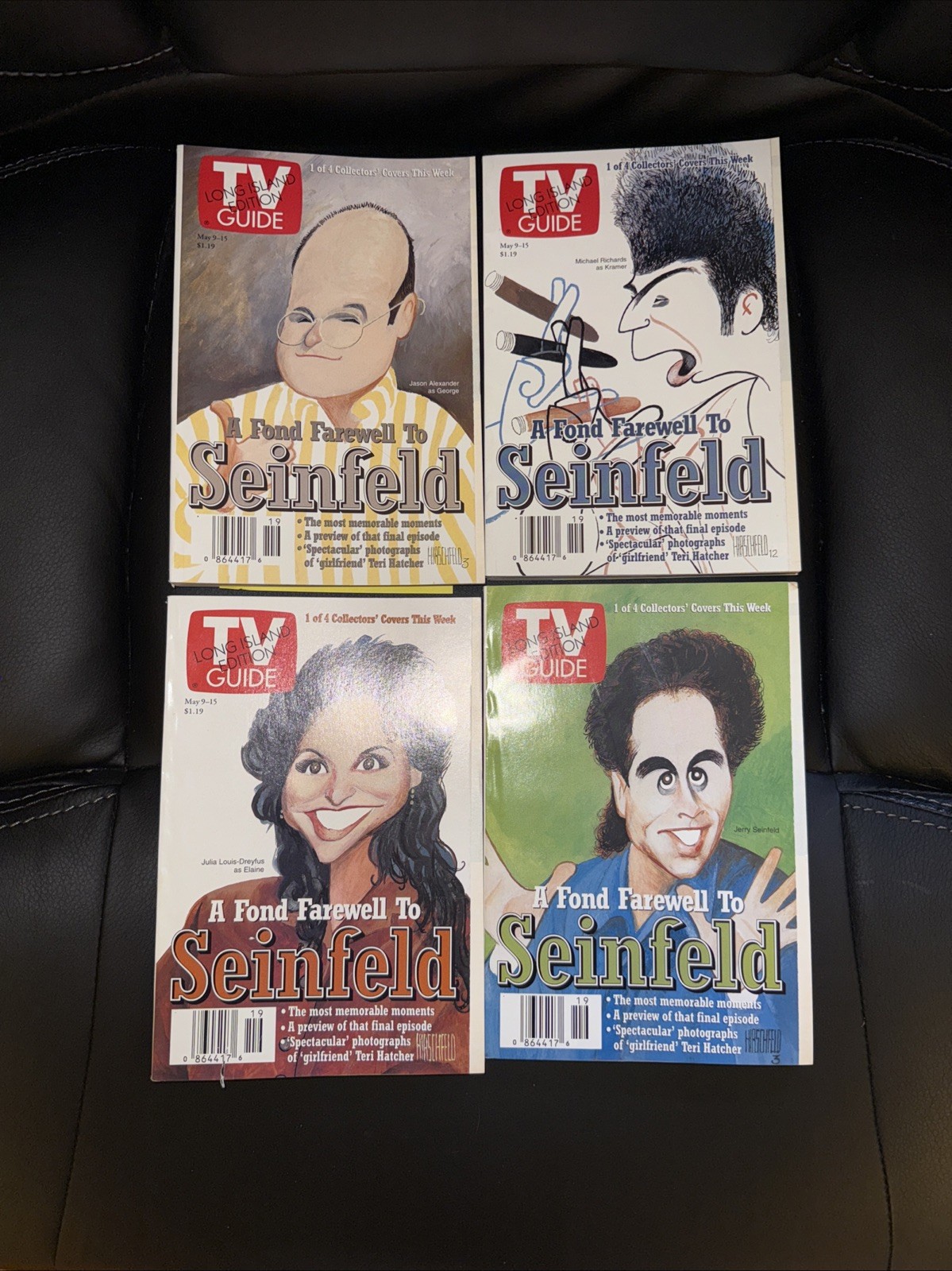 TV Guide A Fond Farewell to SEINFELD, Al Hirschfeld covers SET OF 4 1998
