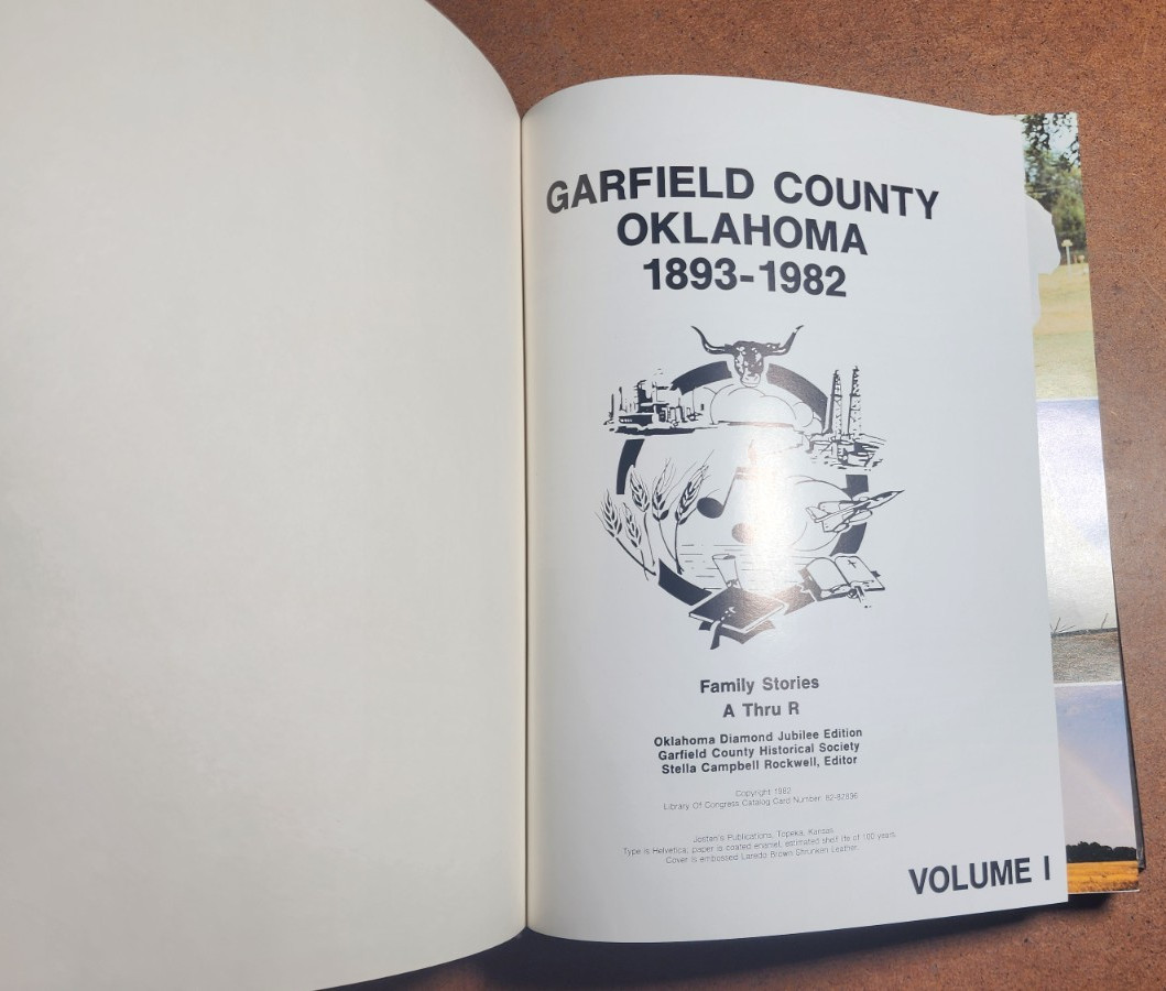 GARFIELD COUNTY OKLAHOMA 1907-1982 VOL. I 512 PAGES! LOTS OLD PHOTOS