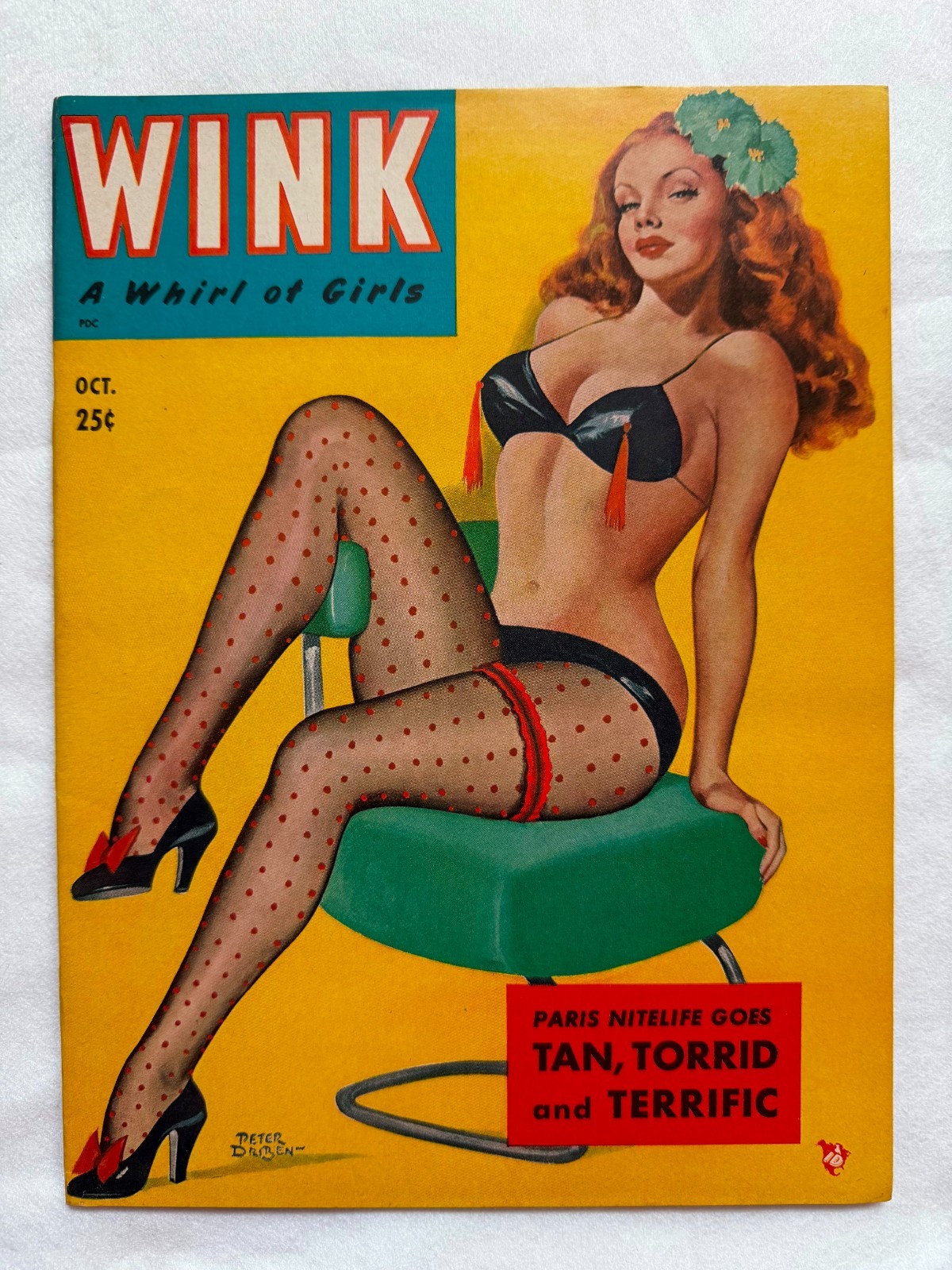 Wink Vol 7 #2 October 1951 NICE Peter Driben cover Bettie Page photo pinup mag
