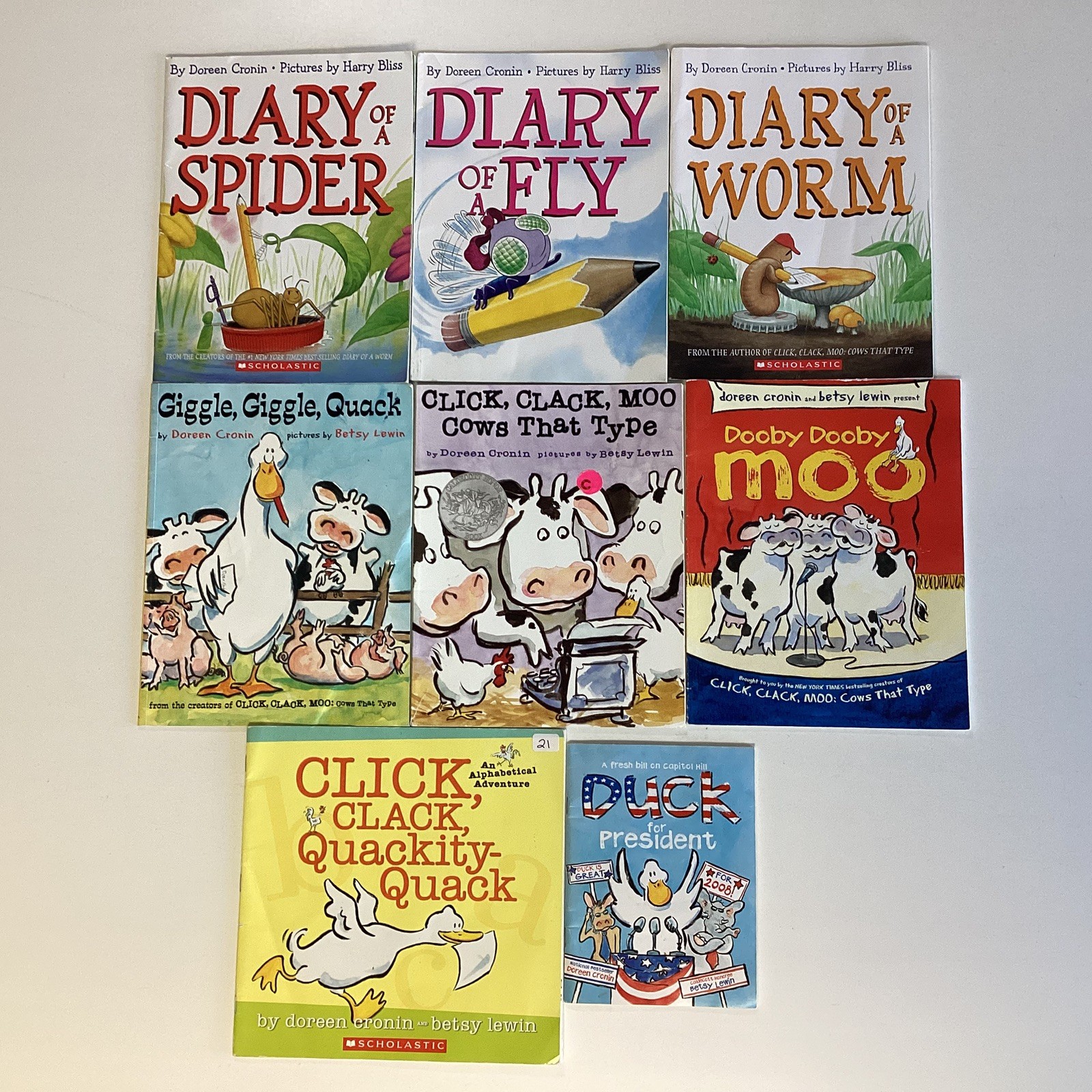 Doreen Cronin Diary of Fly Worm Preschool Kindergarten Story 8 Picture Book Lot