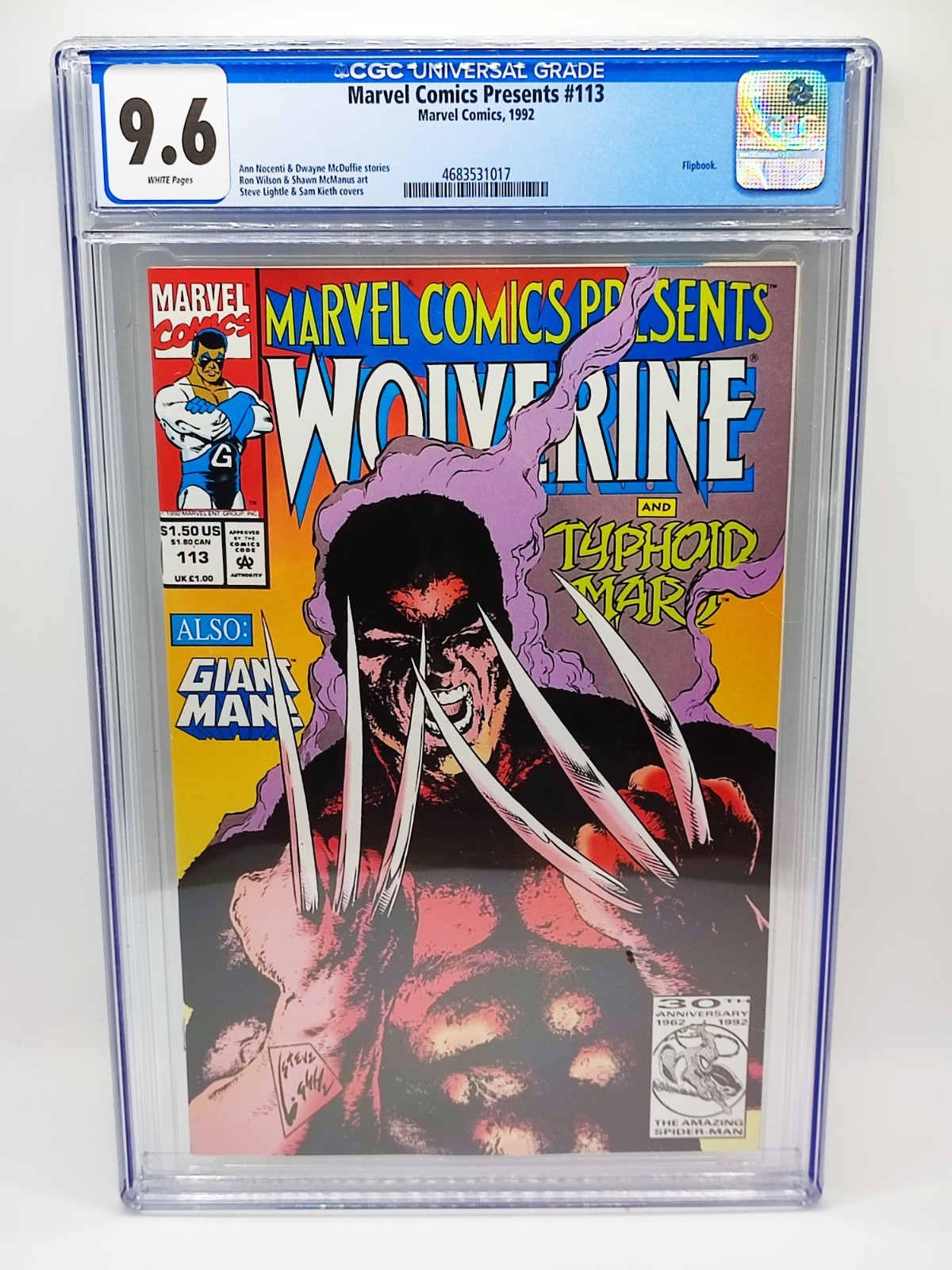 1992 MARVEL COMICS PRESENTS #113 WOLVERINE – CGC 9.6 WHITE PAGES FLIPBOOK