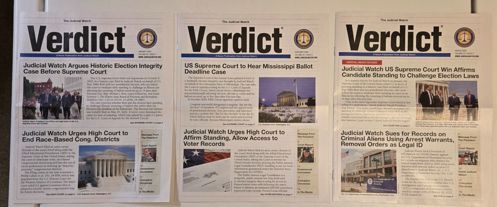 VERDICT: A Judicial Watch News Publication 2026 Jan., Feb., March, Vol. 1, 2,3