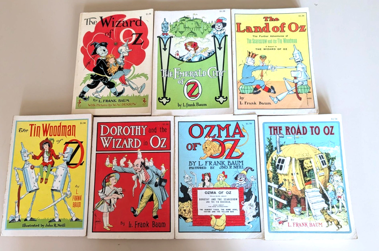 Wizard of Oz, Lot of 7 Softcover Books,, L Frank Baum – Rand McNally 50’s