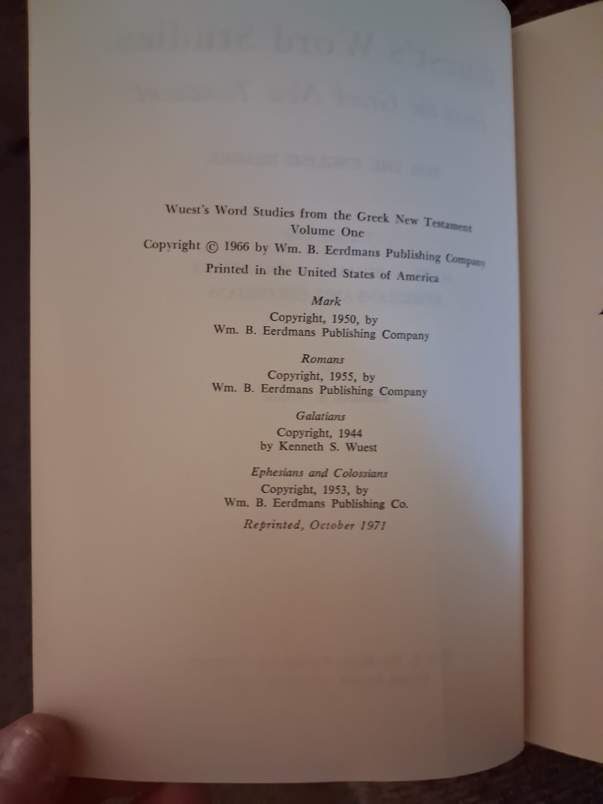 Wuest’s Word Studies Greek New Testament HC 1966 Eerdmans Signed Inscribed