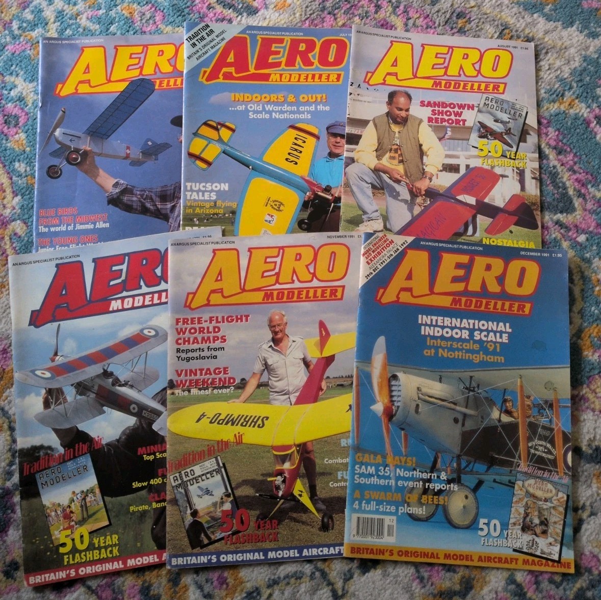 JOB LOT X 6 AEROMODELLER MODEL AIRCRAFT MAGAZINES 1990-91 WITH PLANS AS SHOWN