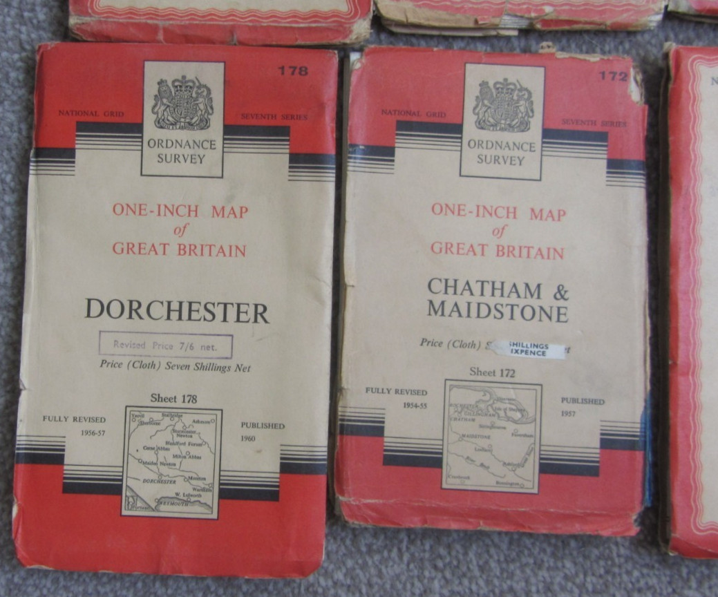 12 OS 1 inch to Mile 1940s 50s 60s CLOTH Great Britain 7th Series Job Lot