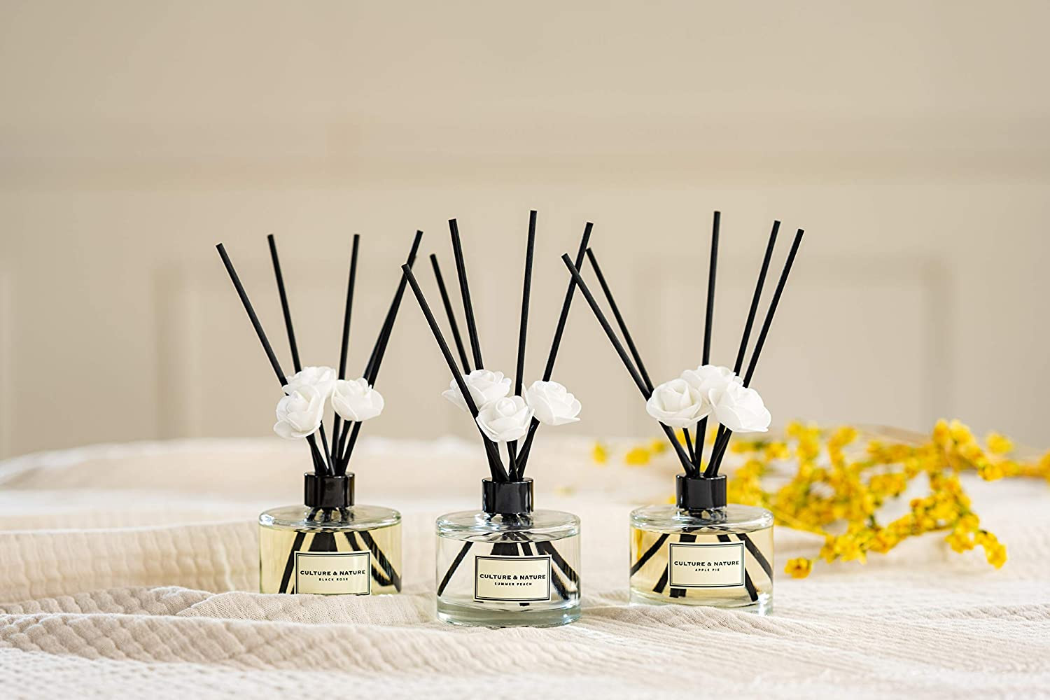 Reed Diffuser Set 6.7Oz (200Ml) Black Cherry Scented Diffuser with Sticks Home F