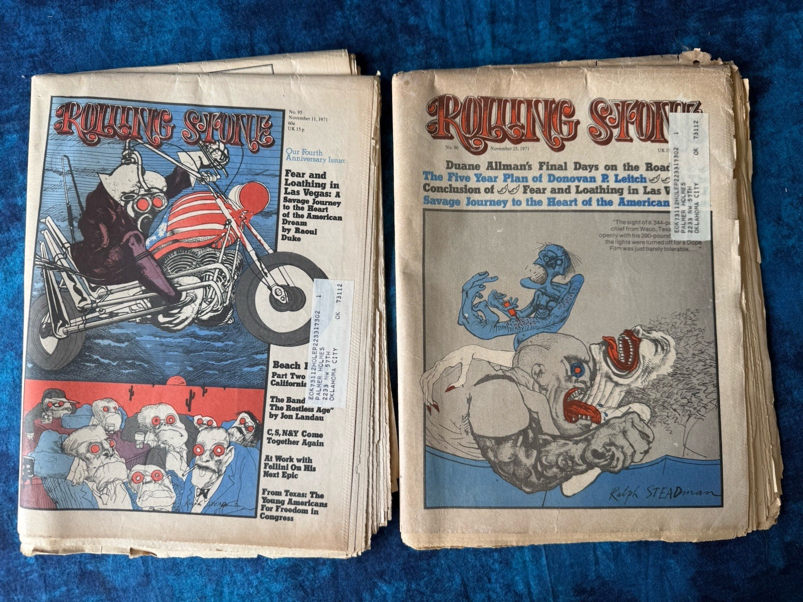 ROLLING STONE MAGAZINE LOT #95 & 96 – 1ST FEAR & LOATHING – HUNTER S. THOMPSON