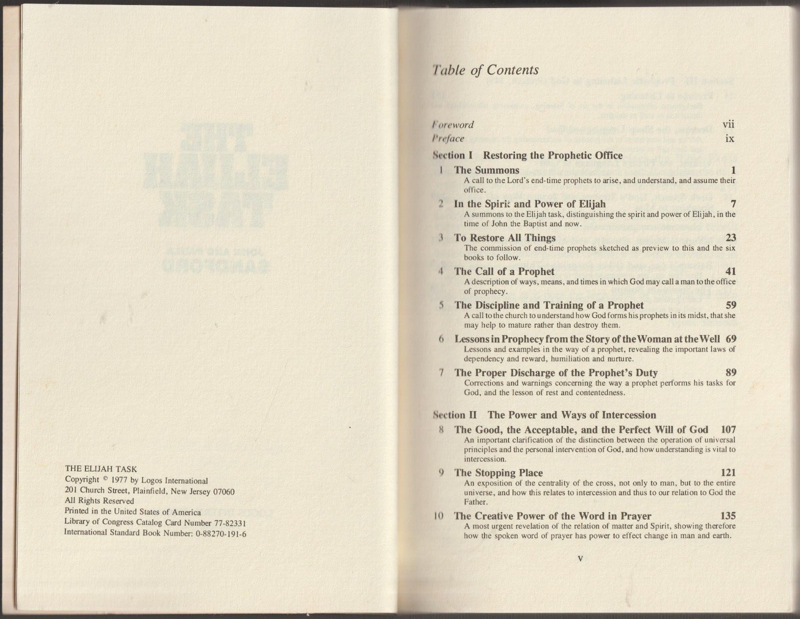 1977 The ELIJAH TASK A Call to Today’s Prophets by John and Paula Sandford