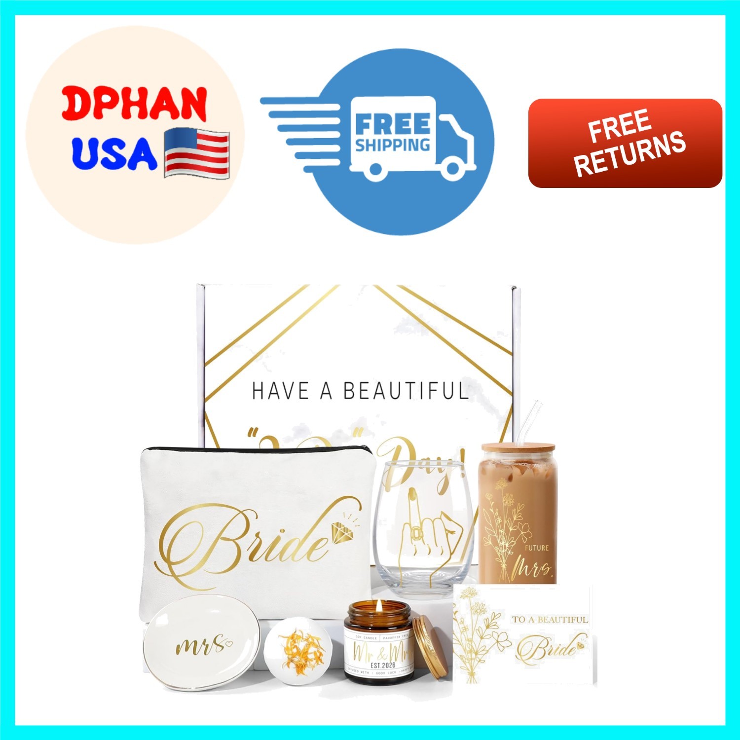 Elegant 7-Piece Bridal Shower Gift Set for Future Mrs – Romantic Keepsake