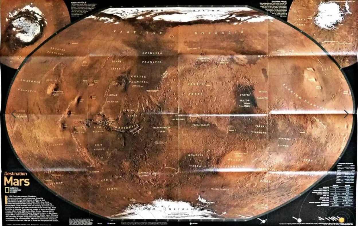 National Geographic MAP February 2001 MARS REVEALED Poster Insert Supplement