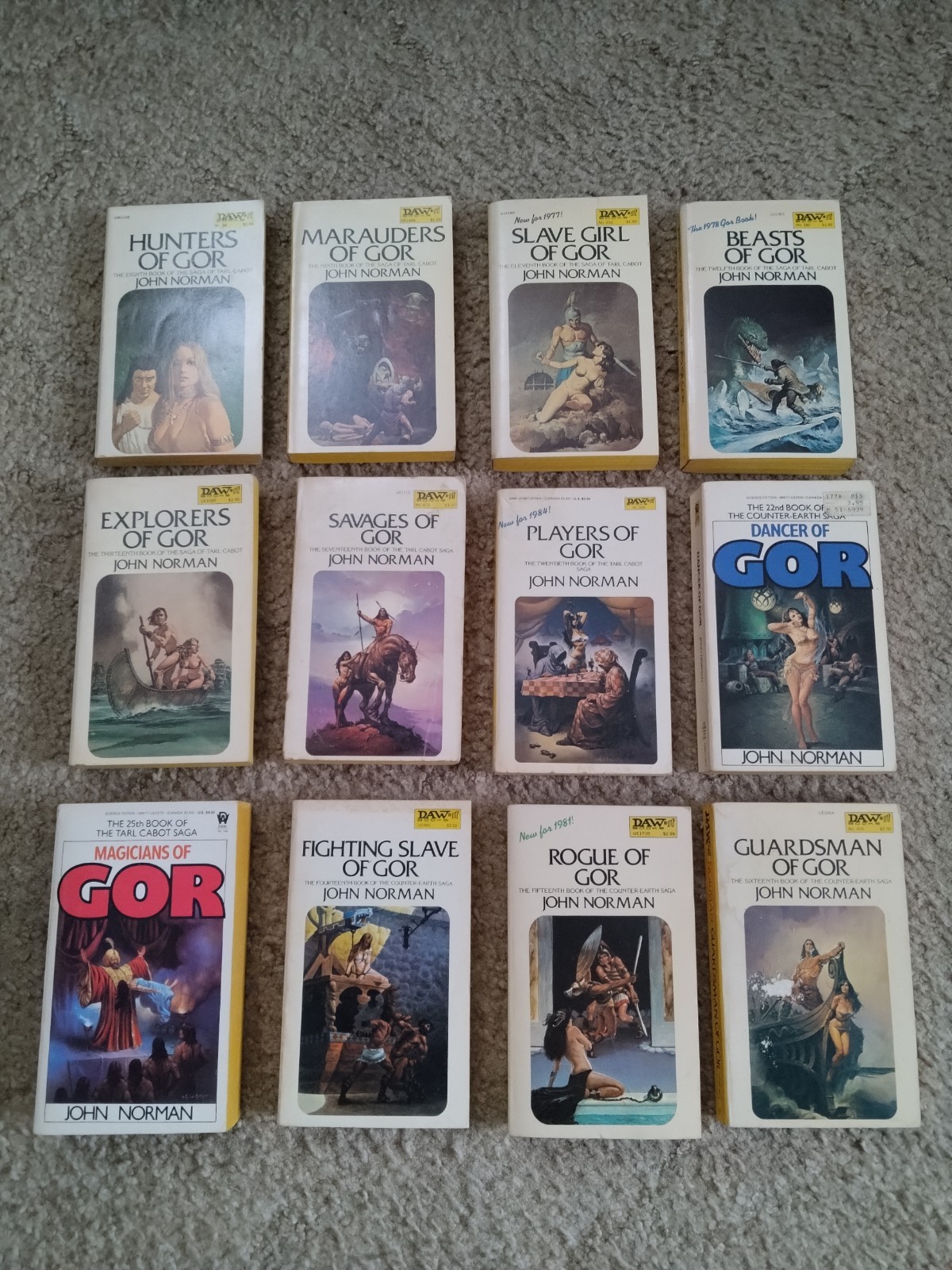 Vintage Lot Of 12 John Norman GOR Series Daw Books Sci-Fi Fantasy 1974-1988