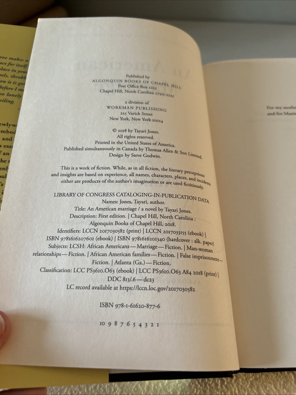 An American Marriage SIGNED 1St. Ed Tayari Jones Oprah’s 2018 Book Club