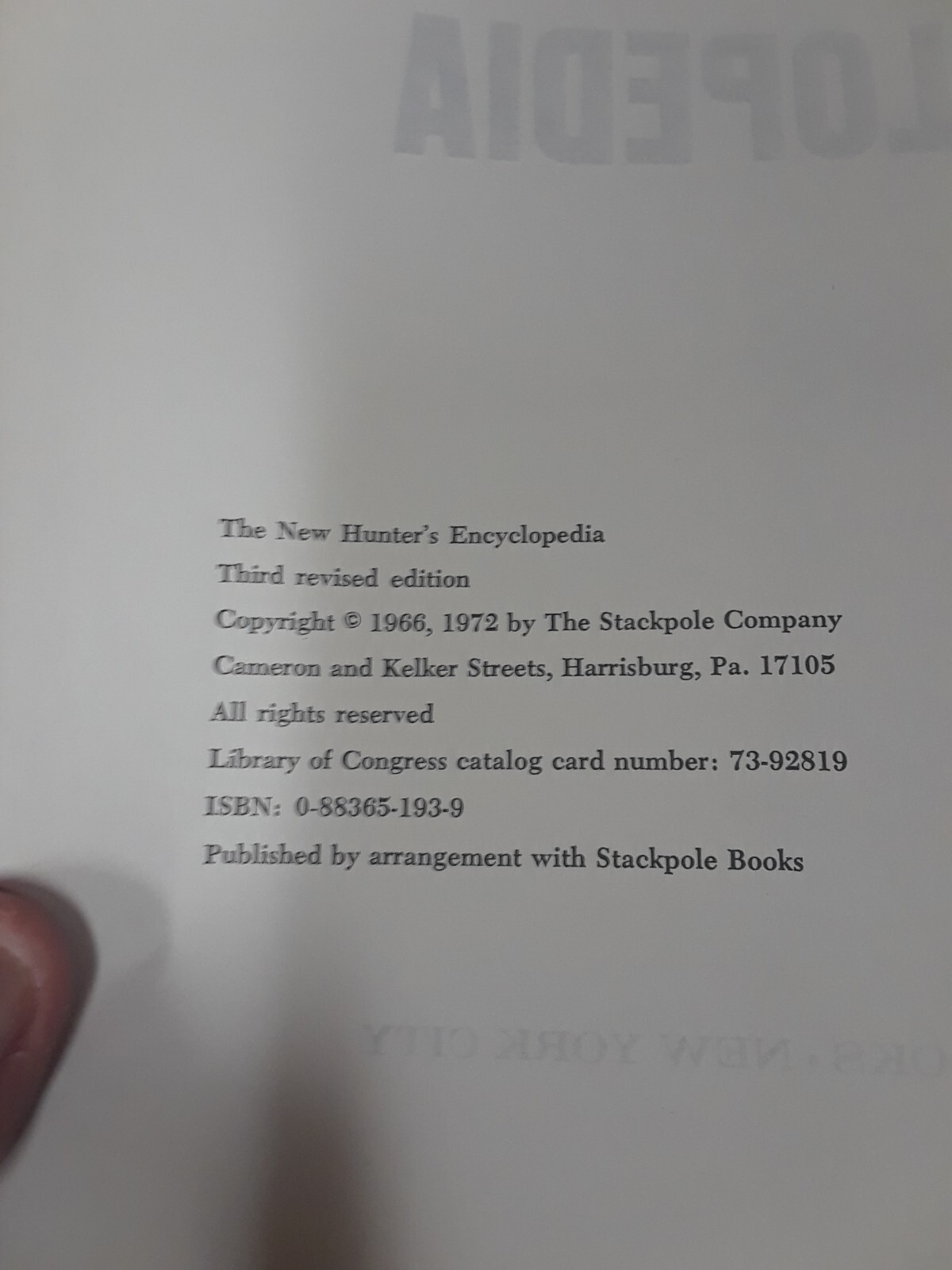 The New Hunter’s Encyclopedia Hardcover The Stackpole Company 1972 3rd Edition