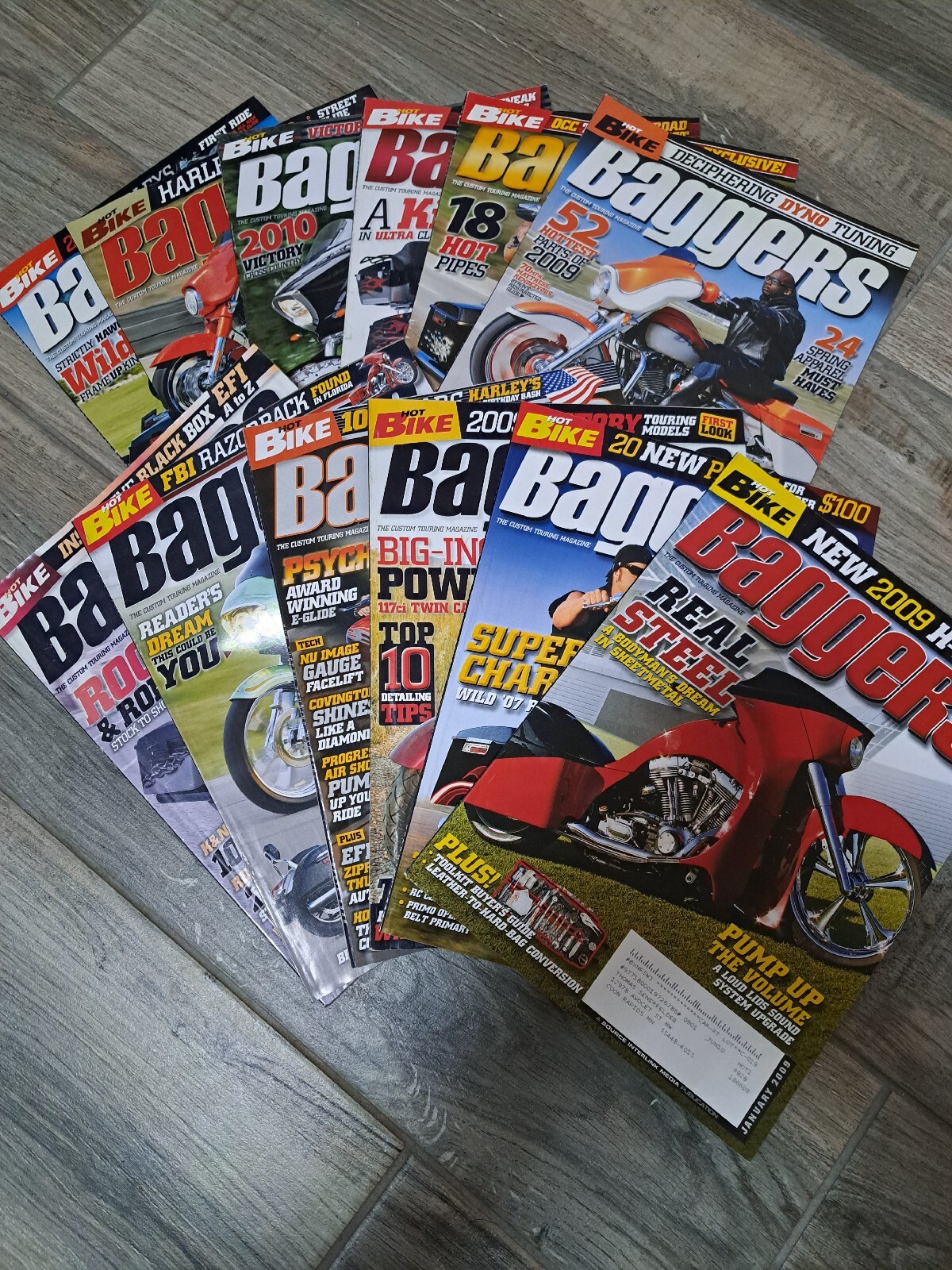 Hot Bike Baggers Motorcycle Magazines Complete Set 2009