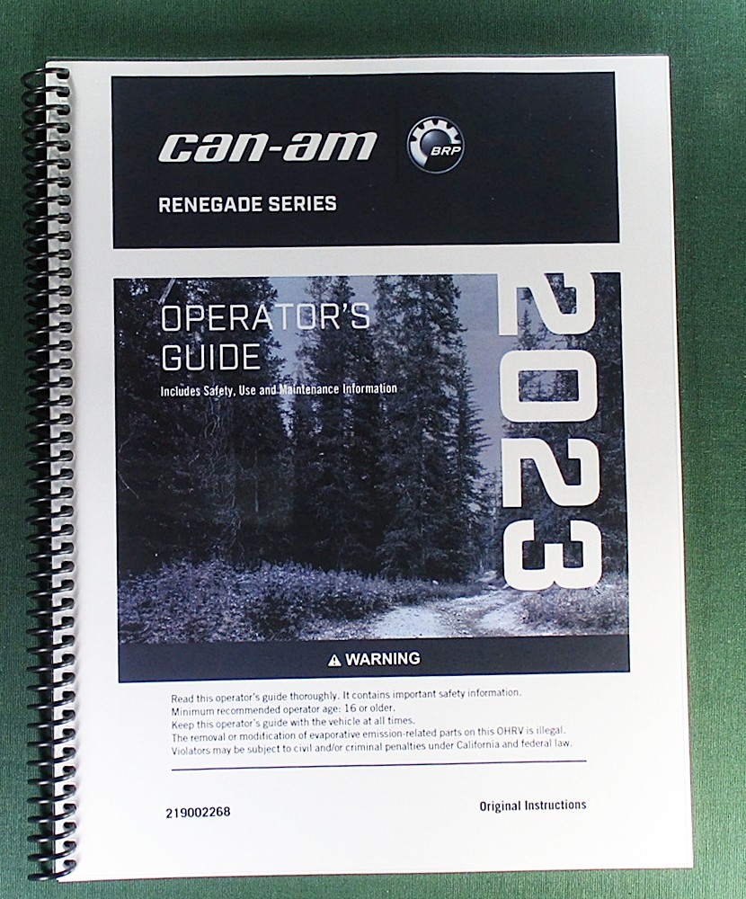 2023 Can-Am Renegade X XC 1000R Owner’s Manual: 238 Pages & Protective Covers