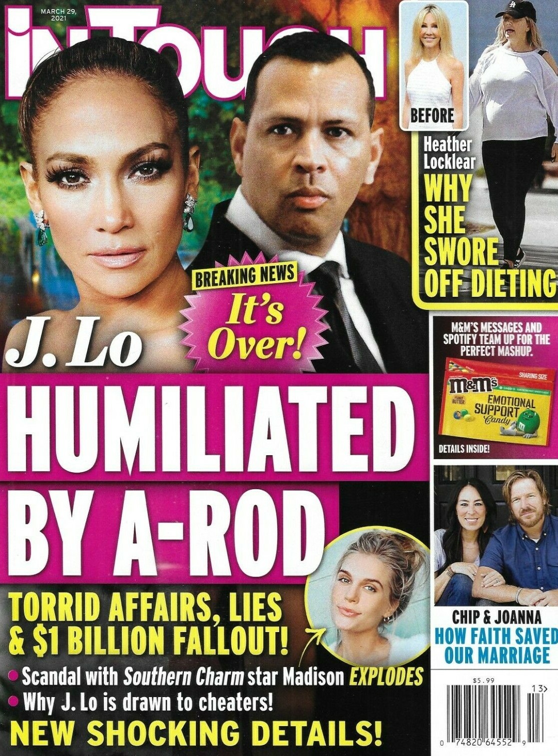 In Touch Weekly Magazine Jennifer Lopez Alex Rodriguez Heather Locklear 2021 .