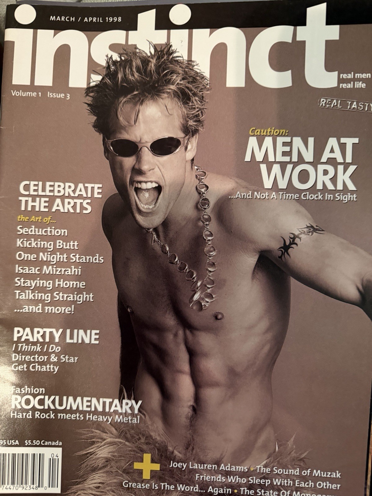 INSTINCT MAGAZINE * MAR/APR 1998 V. 1 N. 3 * MEN AT WORK!