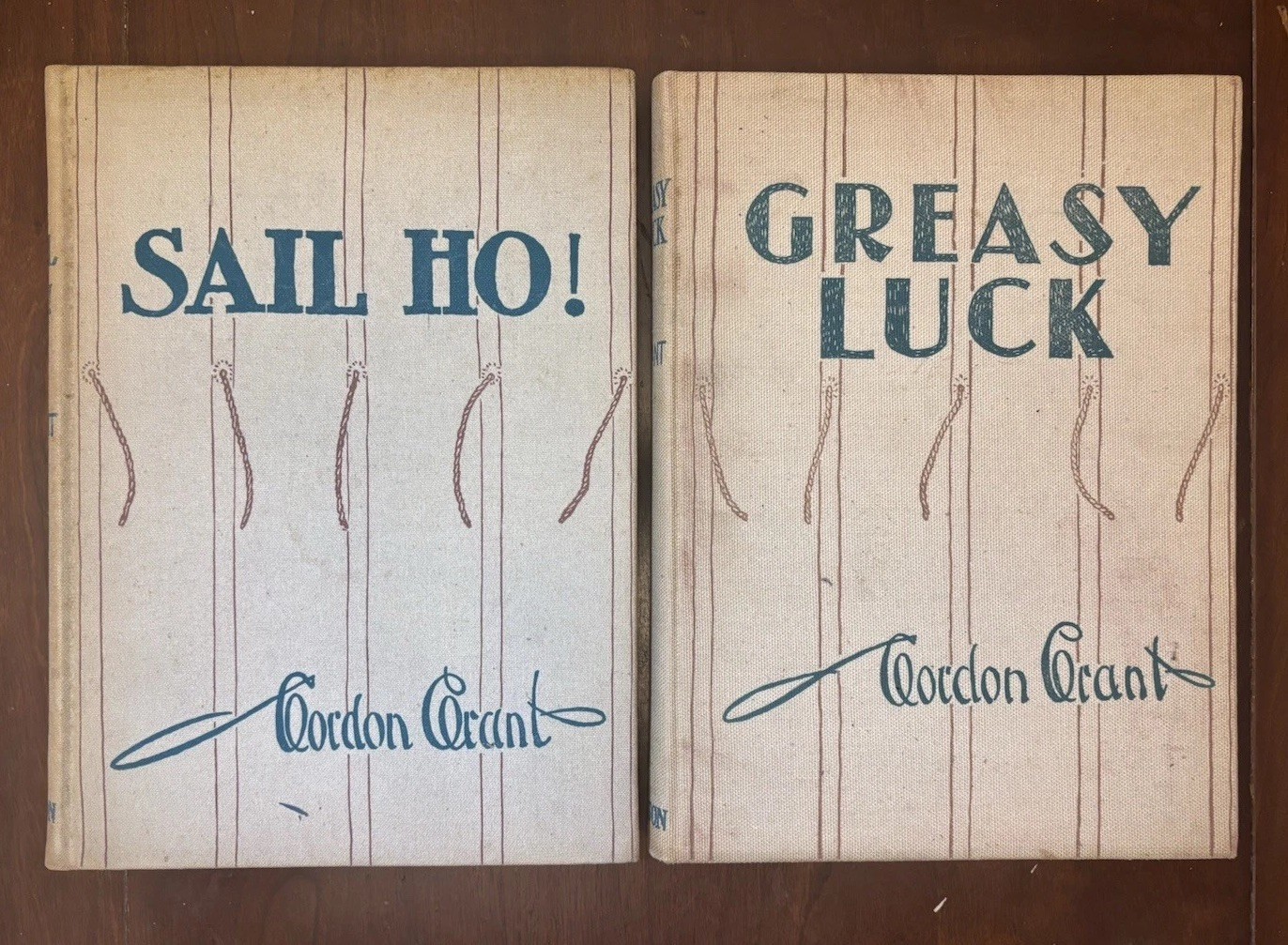 “Sail Ho!” & “Greasy Luck” Two Sailing/Whaling Books by Gordon Grant, Signed