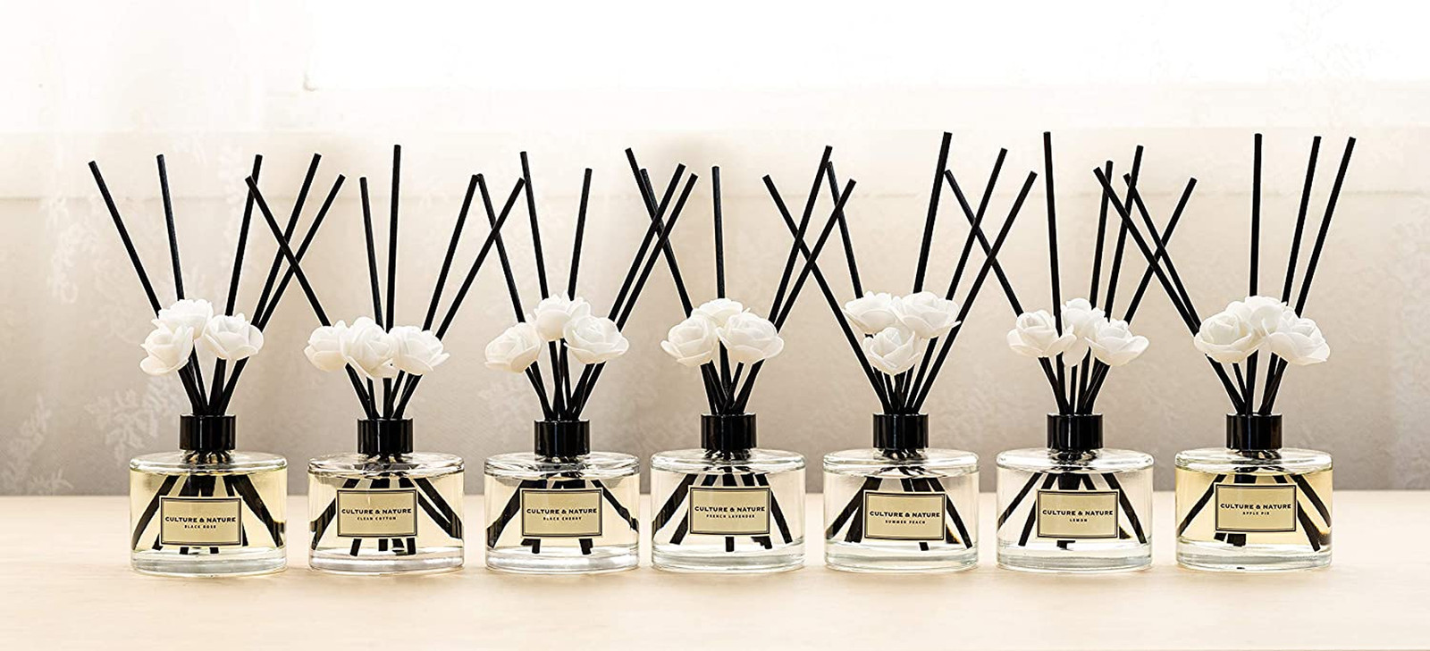 Reed Diffuser Set 6.7Oz (200Ml) Clean Cotton Scented Diffuser with Sticks Home F