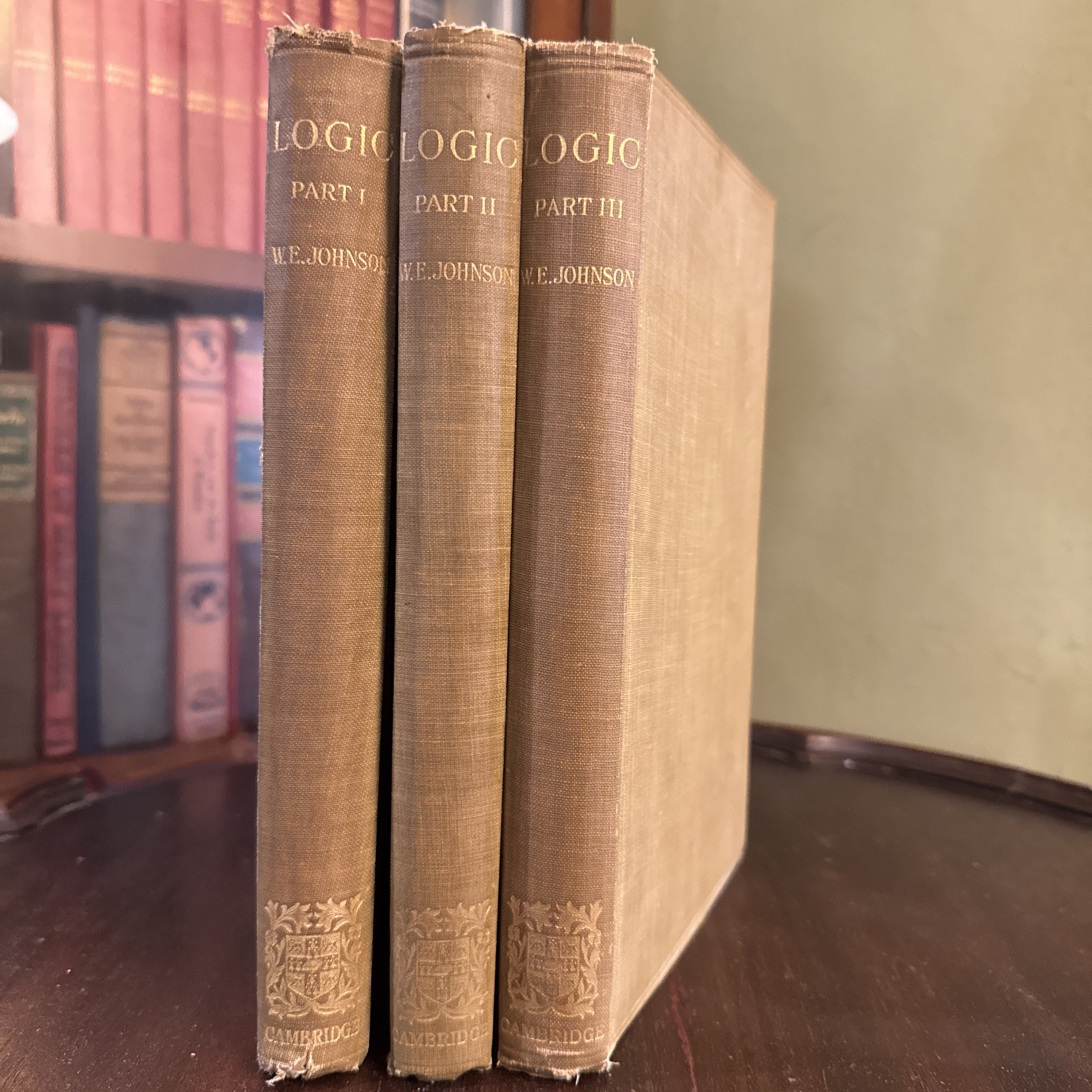 LOGIC (Johnson) 3 Vol Set 1st Ed 1921-24 Harvard Professo Provenance Hardcover