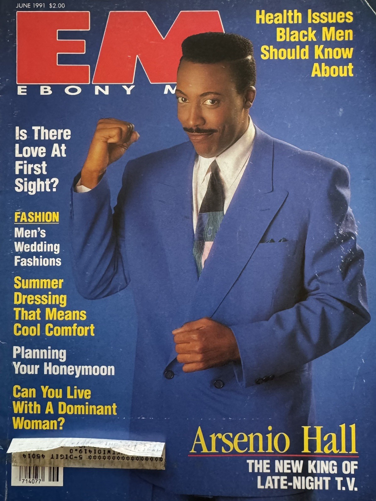 Ebony Male EM magazine ARSENIO HALL cover – VINTAGE Rare