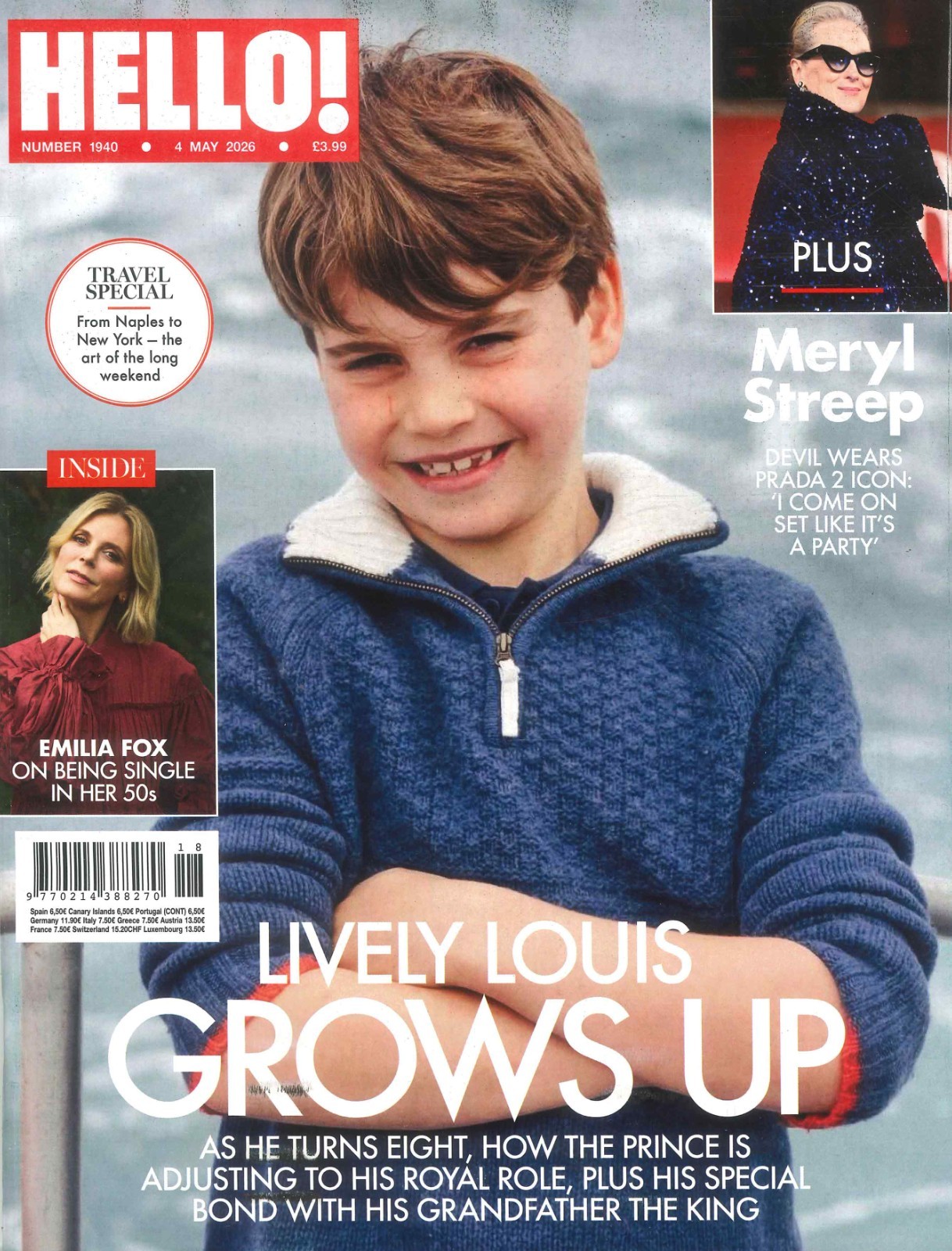 HELLO! Magazine: Prince Louis 8th Birthday, Meryl Streep, Emilia Fox, 4.5.26