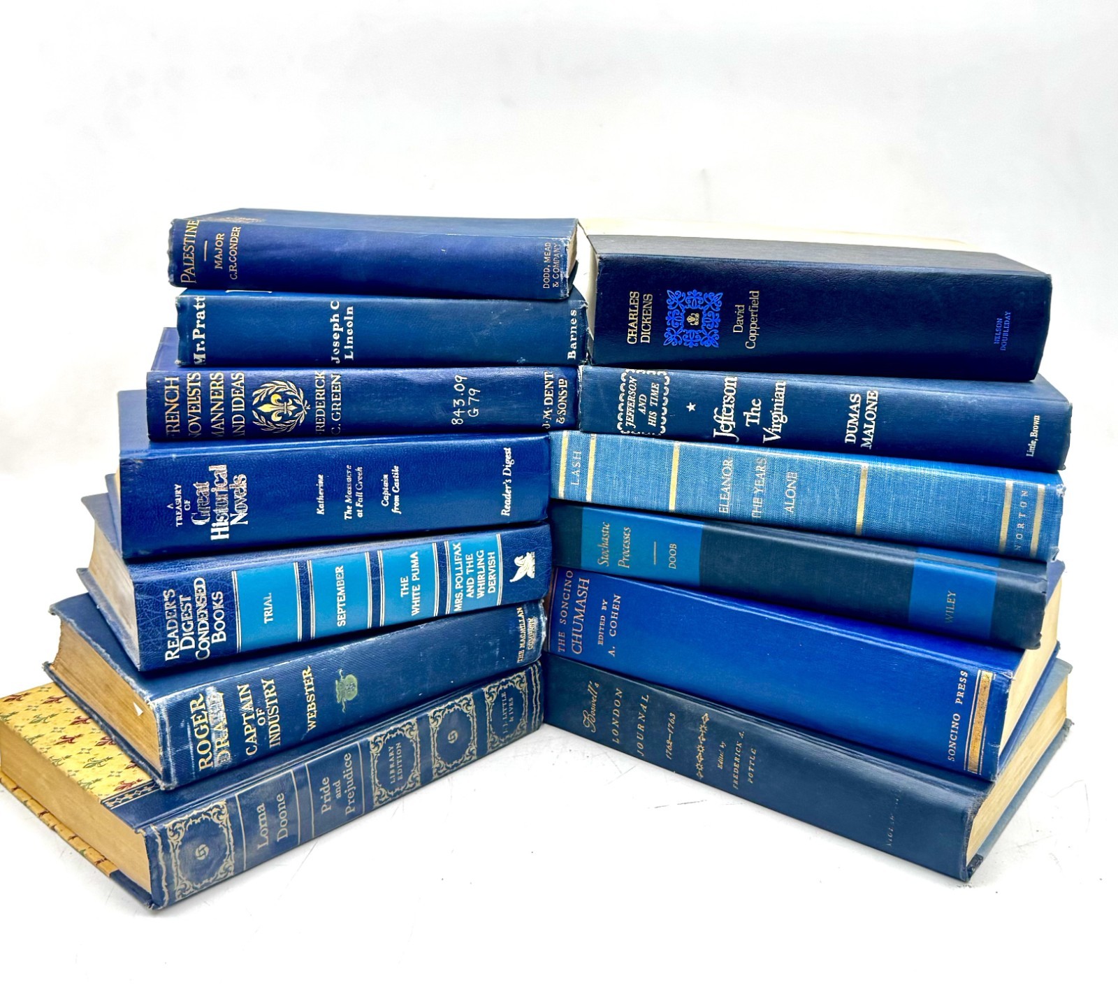 Vintage Book Lot of 5 BLUE Old Antiquarian Rare Decoration Hardcover Books