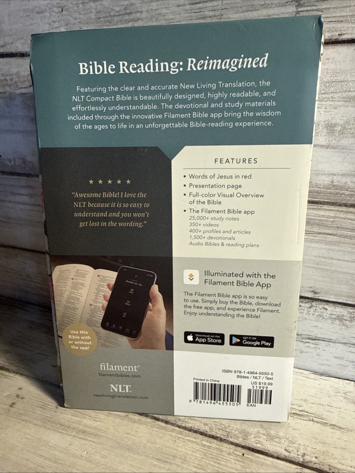 New! NLT Compact Zipper Holy Bible Filament Enabled Edition Cloth Compact