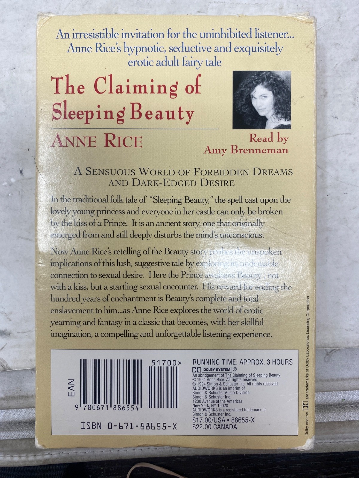 ANNE RICE – THE CLAIMING OF SLEEPING BEAUTY – 2 Cassettes Audiobook