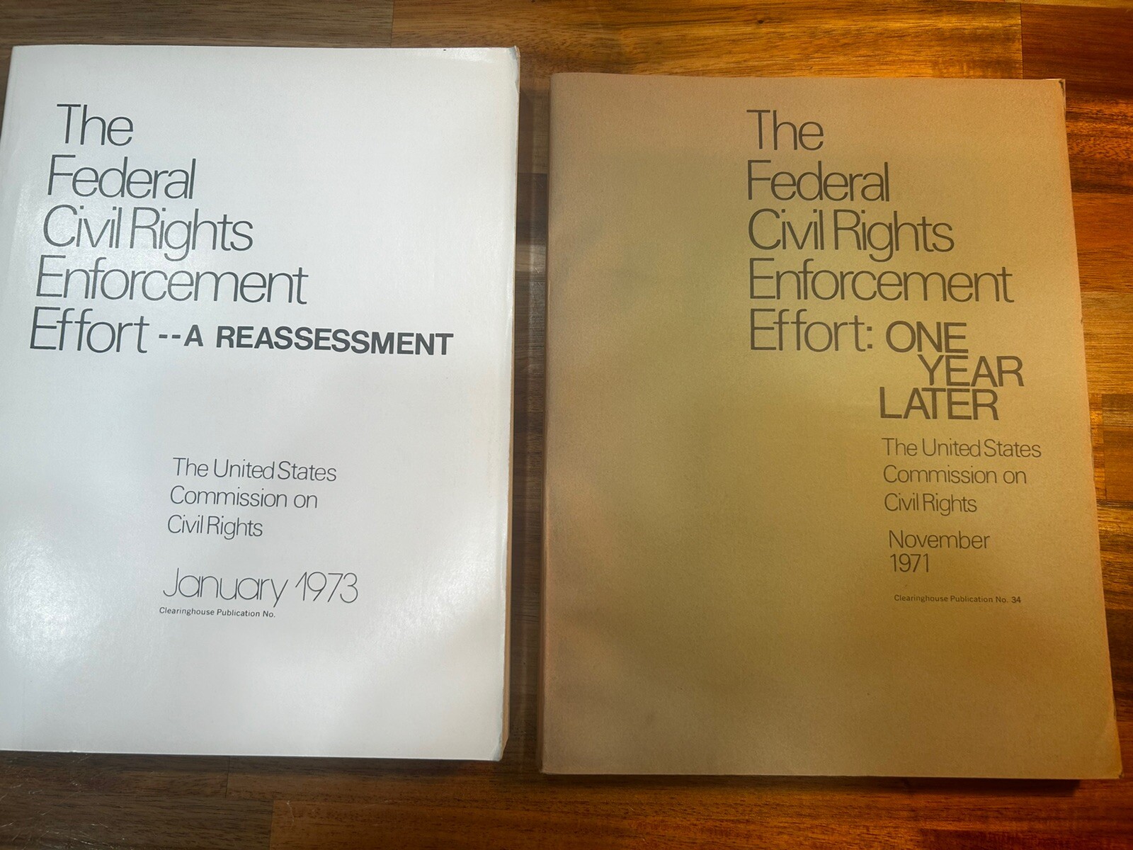 1970’s The United States Commission On Civil Rights.Enforcement Effort. 2 Books