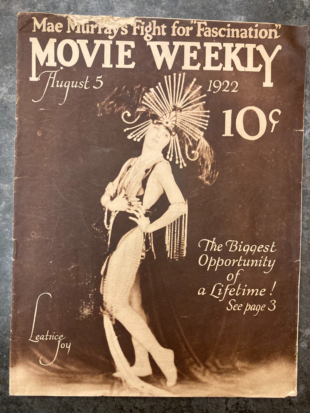 Movie Weekly Magazine Aug 5 1922 Leatrice Joy Cover Silent Film Era