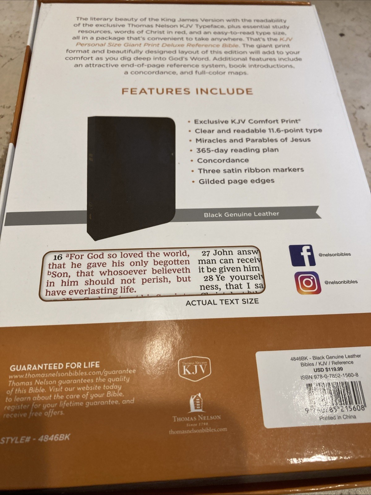 KJV Giant Print Personal Size Ref. Bible RED LETTER Black Genuine Leather
