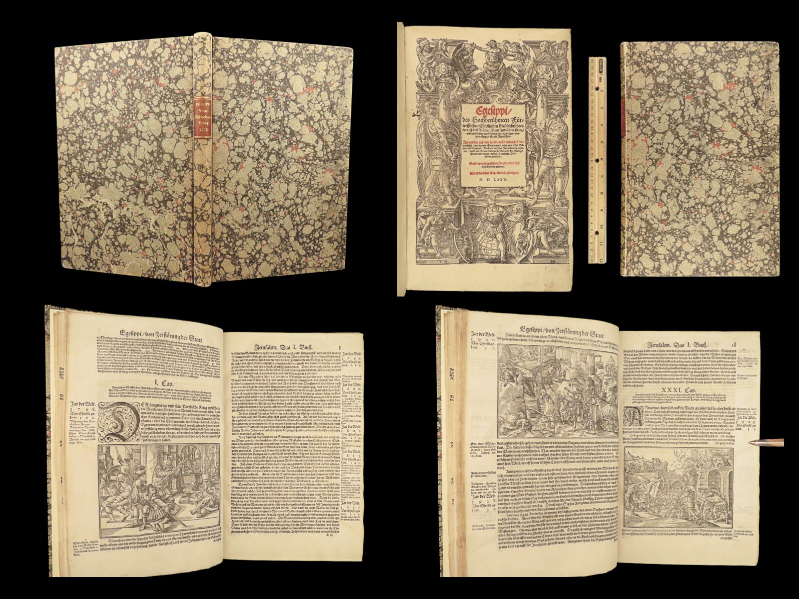 1575 JOSEPHUS Antiquities Jews Jewish War Bible Woodcuts Judaica Renaissance ART