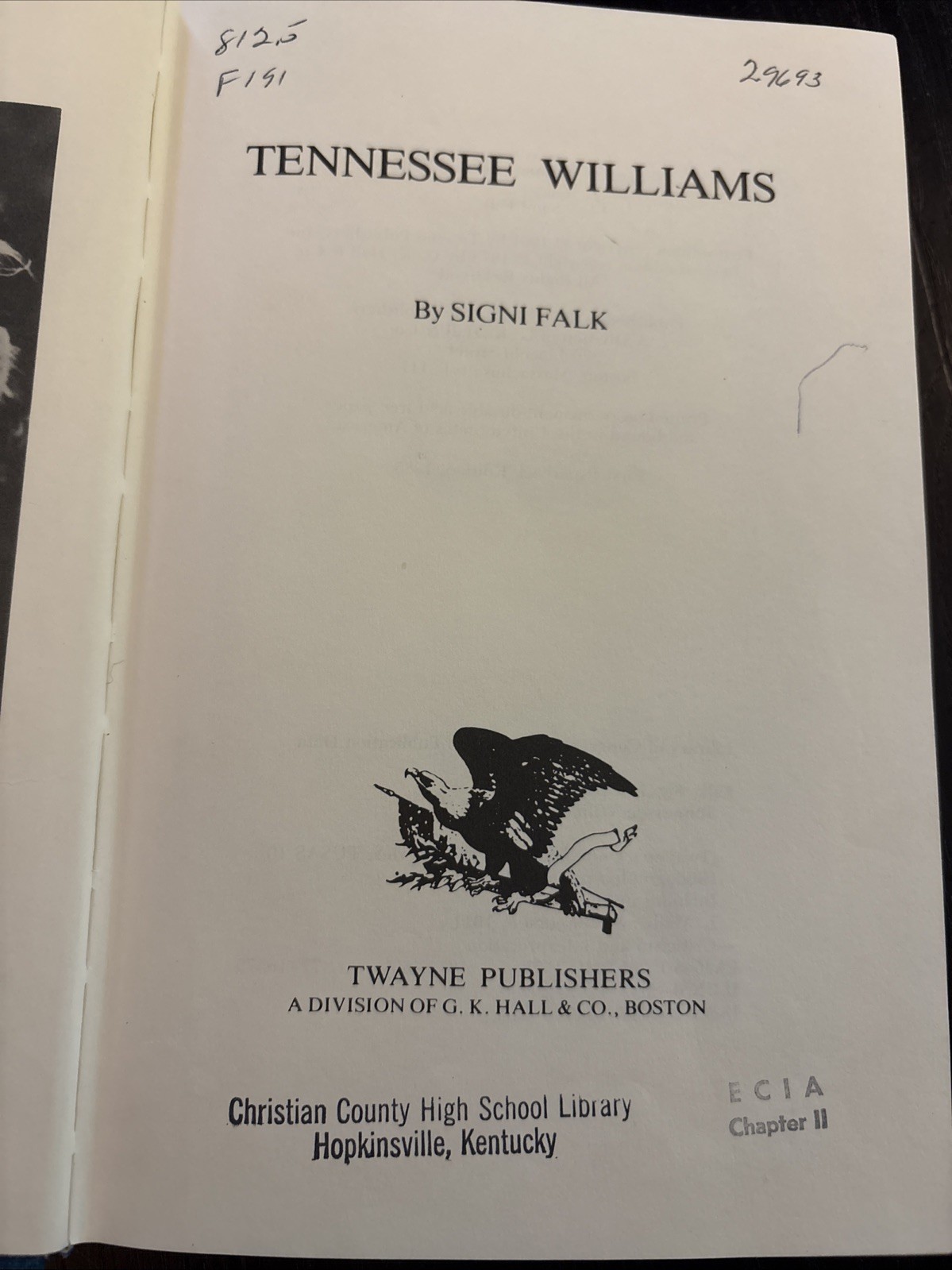 Tennessee Williams by Signi Falk (1985) 2nd Edition (Twayne Publishers)