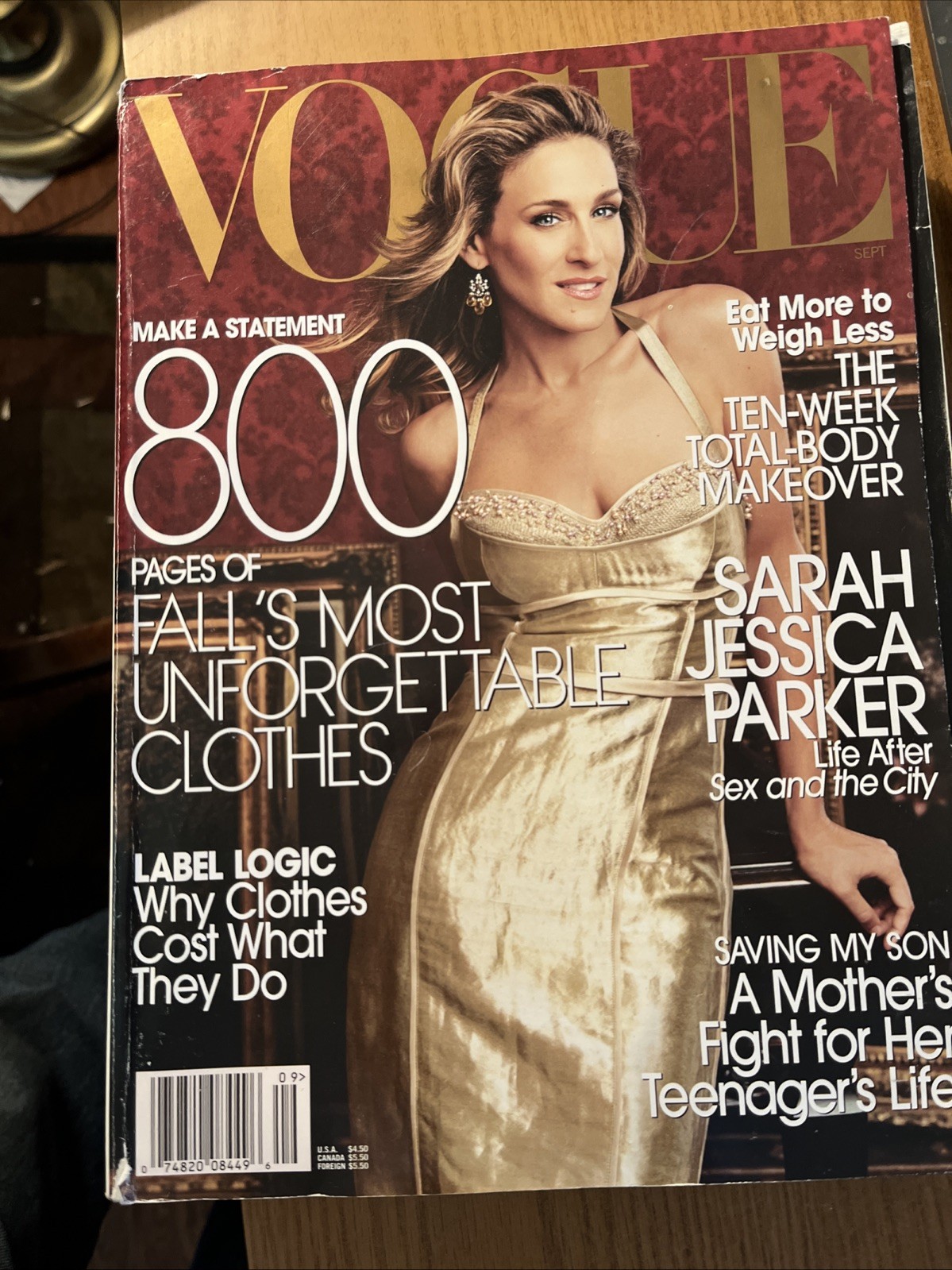 Vogue Magazine September 2005 Sarah Jessica Parker 800 Pages