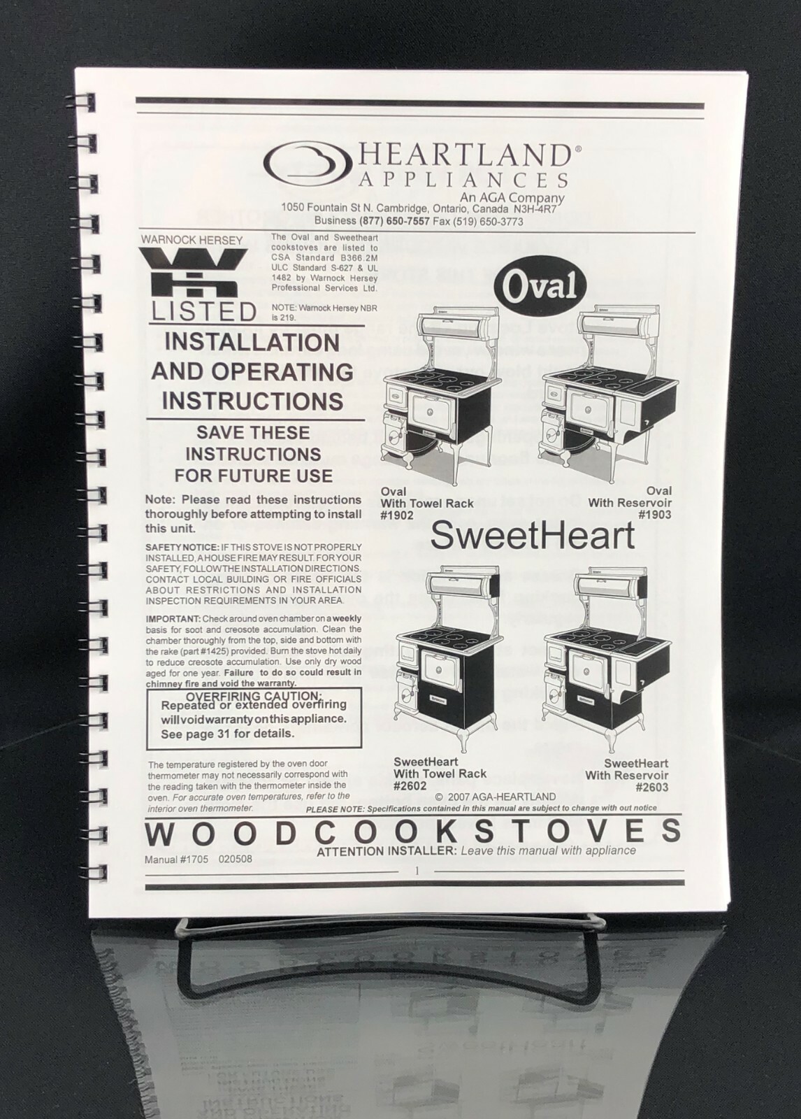 Heartland Oval Sweetheart 1902 1903 2602 2603 Wood Stove Manual Instruction Copy