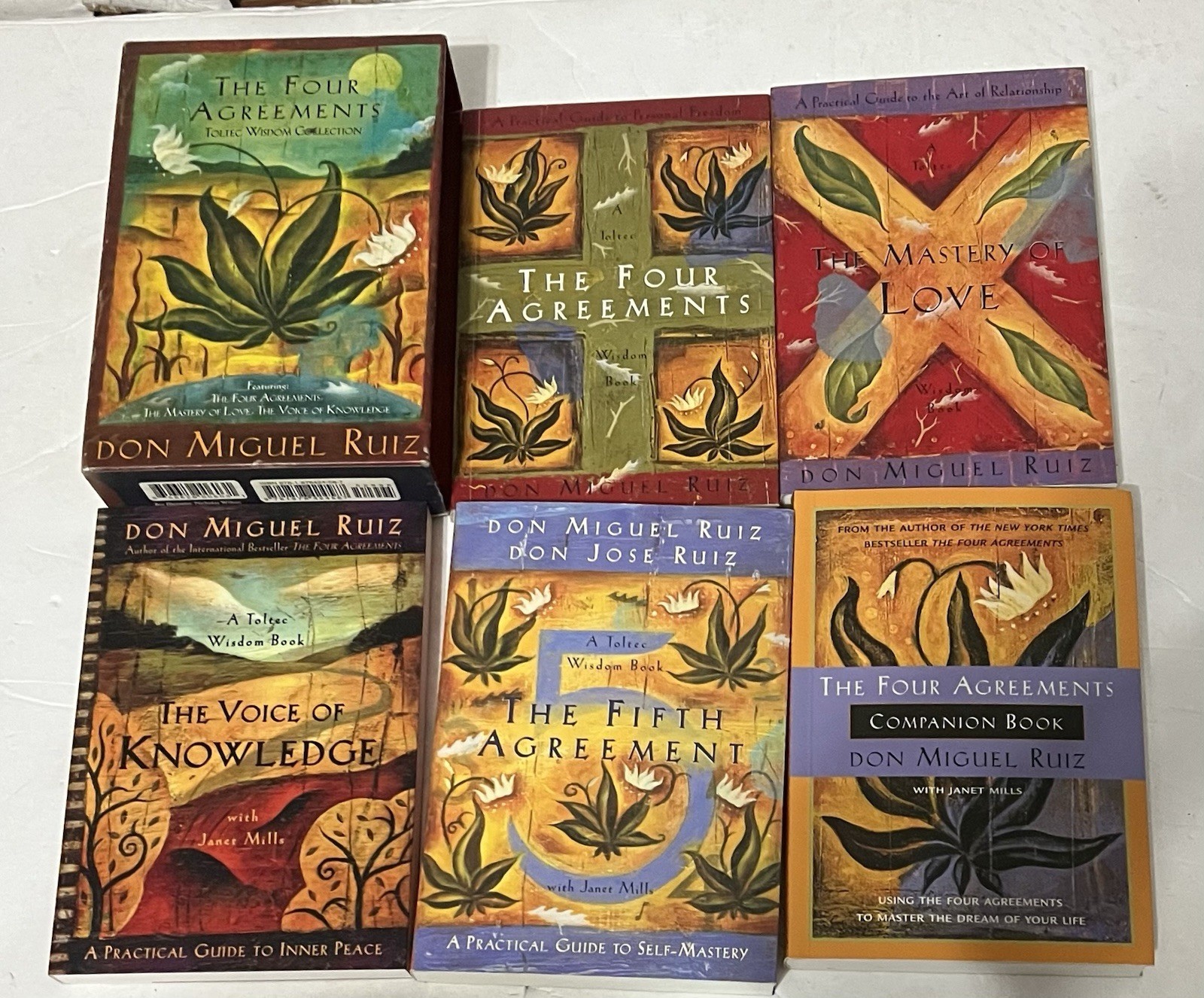Lot Of 5 Don Miguel Ruiz Paperback Books Four Agreements, Mastery, Fifth, Voice