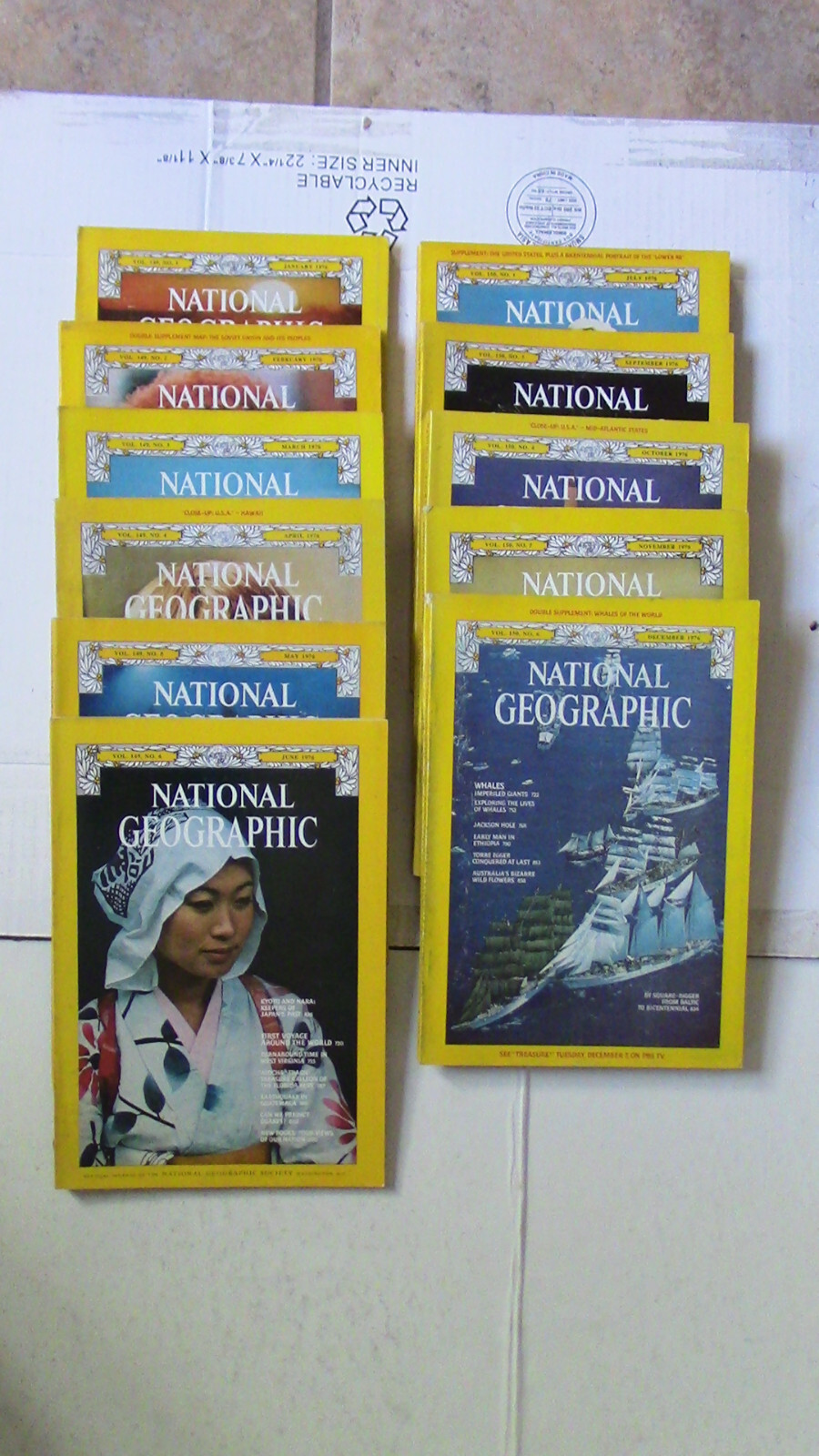 National Geographic year 1976 full supplements Pick 1 Jan to July, Sept to Dec