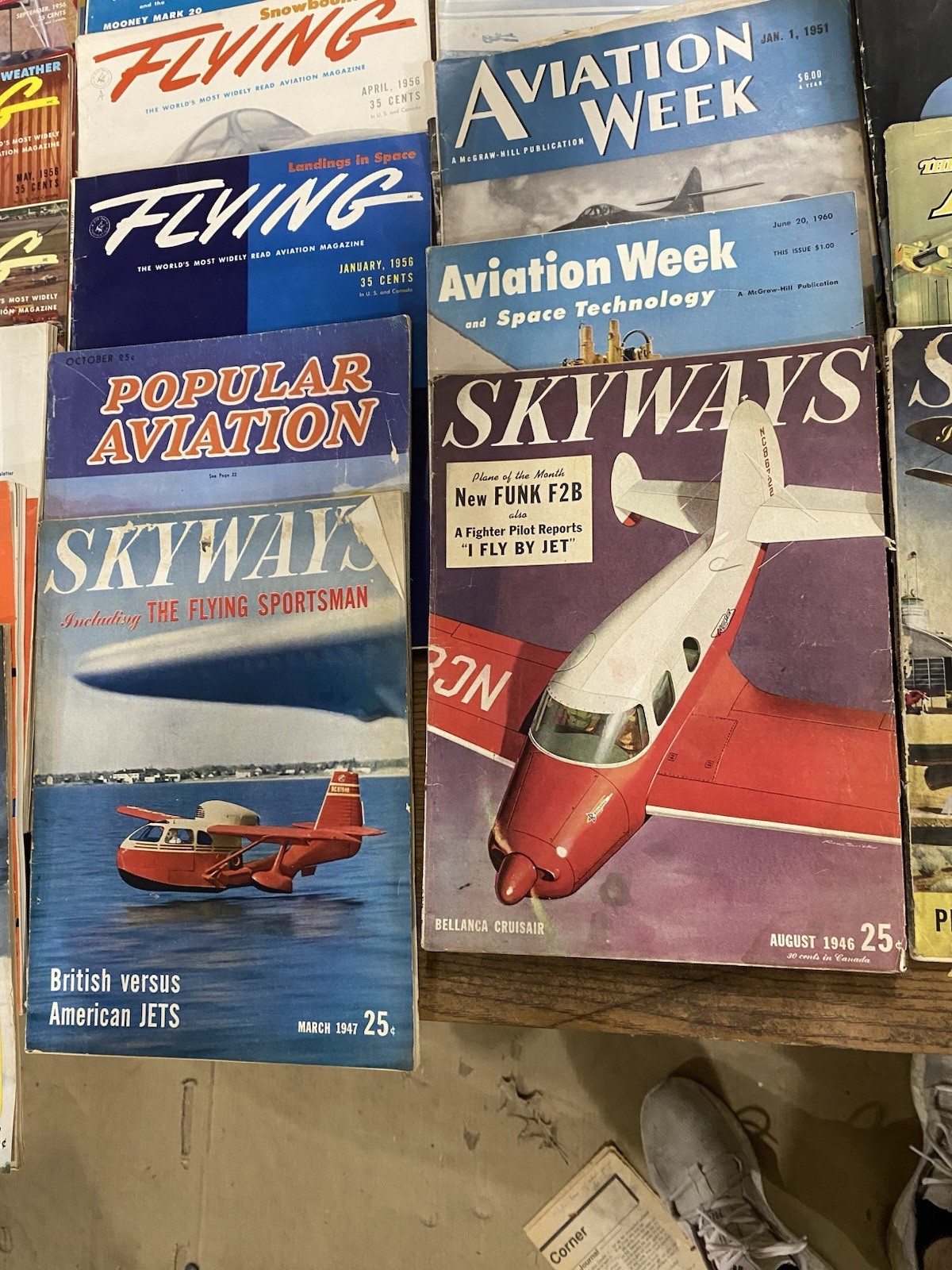 Lot Of 37 Aviation magazines 1940’s-1960’s Flying Skyways Airplanes Vintage