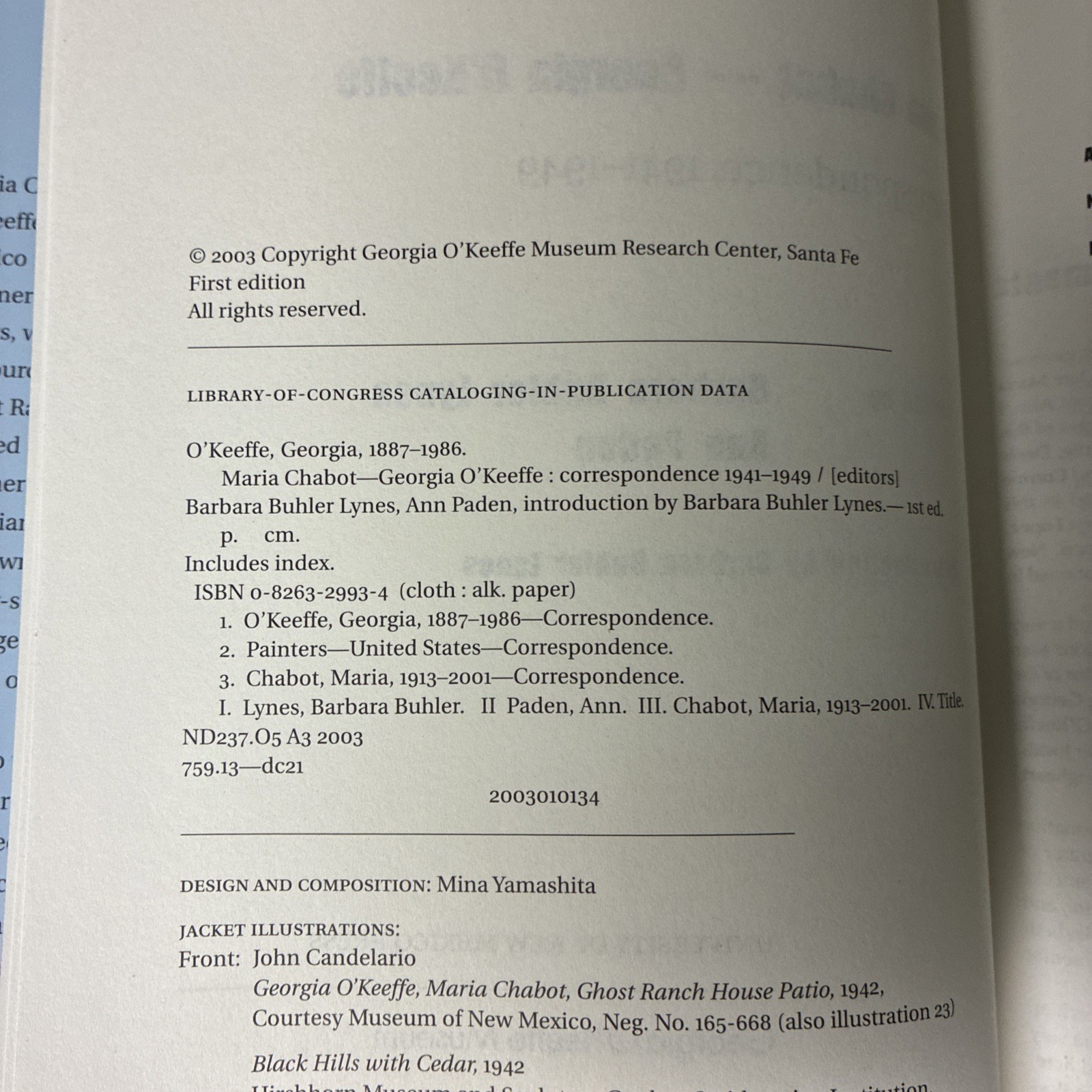Maria Chabot – Georgia O’Keeffe: Correspondence, 1941-1949 (Hardcover) First Ed
