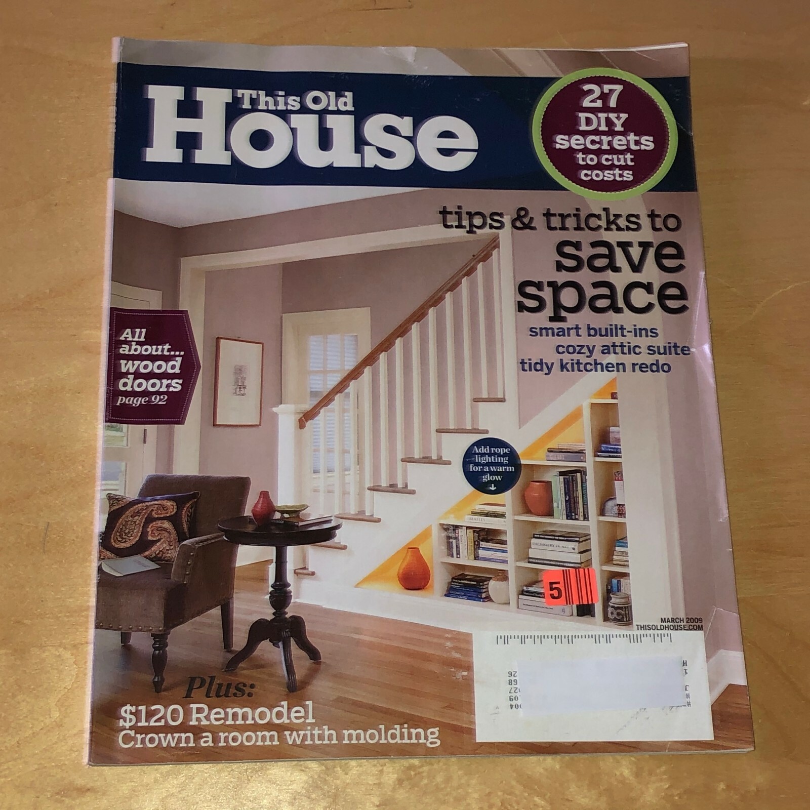 This Old House Magazine March 2009 DIY Secrets Wood Doors Tips To Save Space