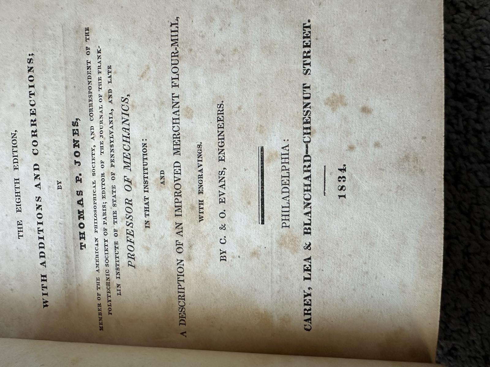 1834 The Young Mill-Wright and Miller’s Guide by Oliver Evans W/ Plates – Flour
