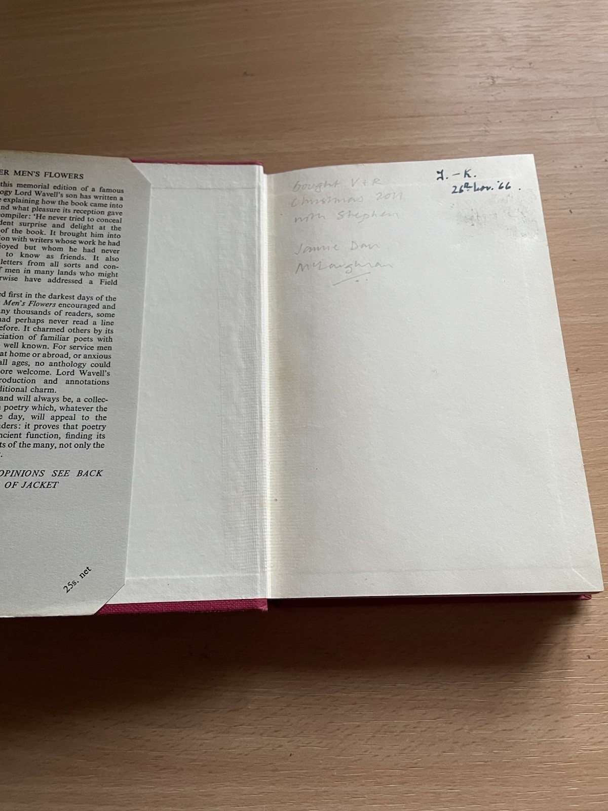 Other Men’s Flowers A. P. Wavell 1965 Memorial Edition Hardback In Dustjacket