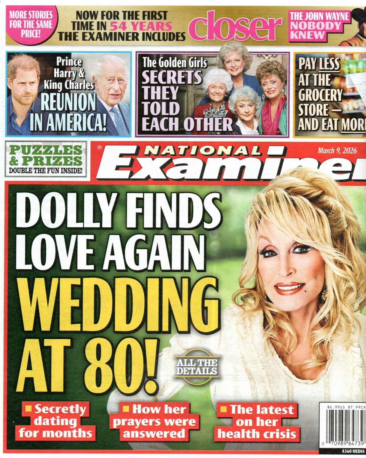 National Examiner March 9 2026 Dolly Parton The Golden Girls John Wayne