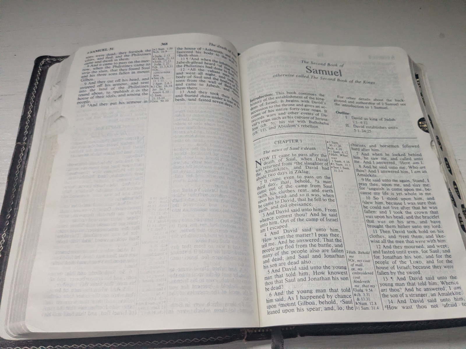KJV Brown Genuine Leather Bible- Zondervan 1977 Thumb Index Red Letter