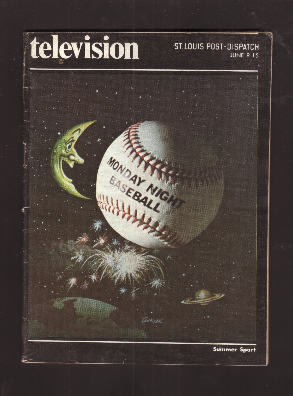 1974 NBC Monday Night Baseball St Louis Post-Dispatch Television Guide