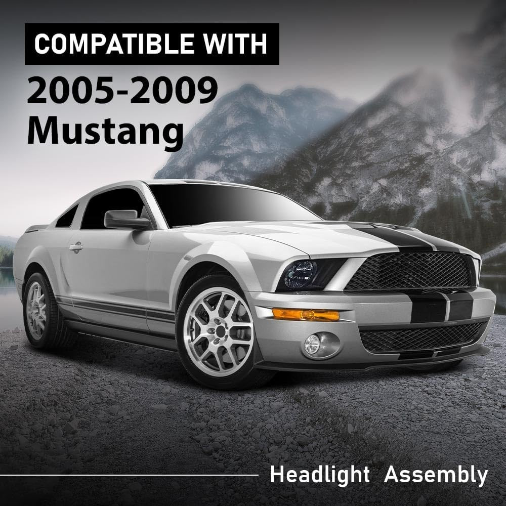 Headlights Assembly, Compatible with Ford Mustang 2005 2006 2007 2008 2009 Bumpe